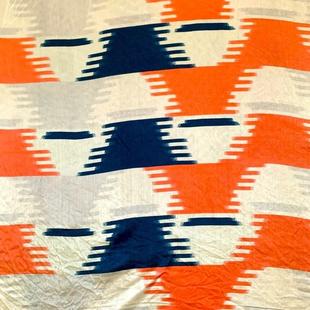 Kenzie Vibrant Orange and Blue Patterned silk Scarf